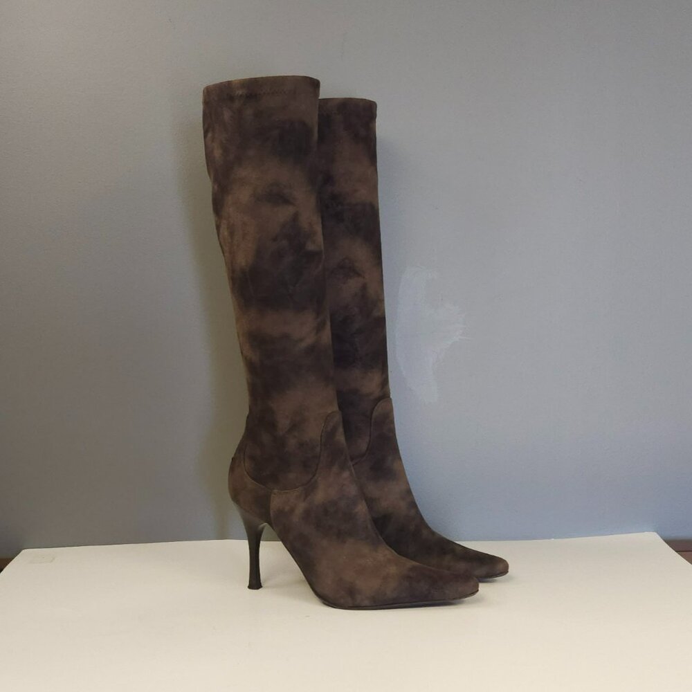 Donald J. Pliner Brown Suede Knee-High Stiletto Boots